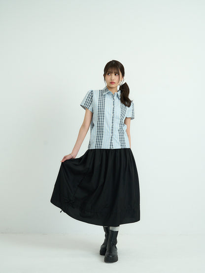 mixed stripe plaid shirt