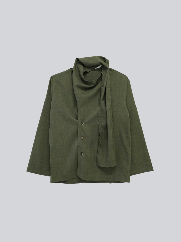 【 10月上旬発送予定 】drape neck asymmetric blouse