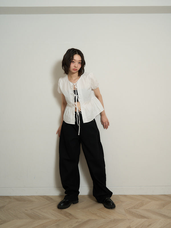 ribbon flare blouse