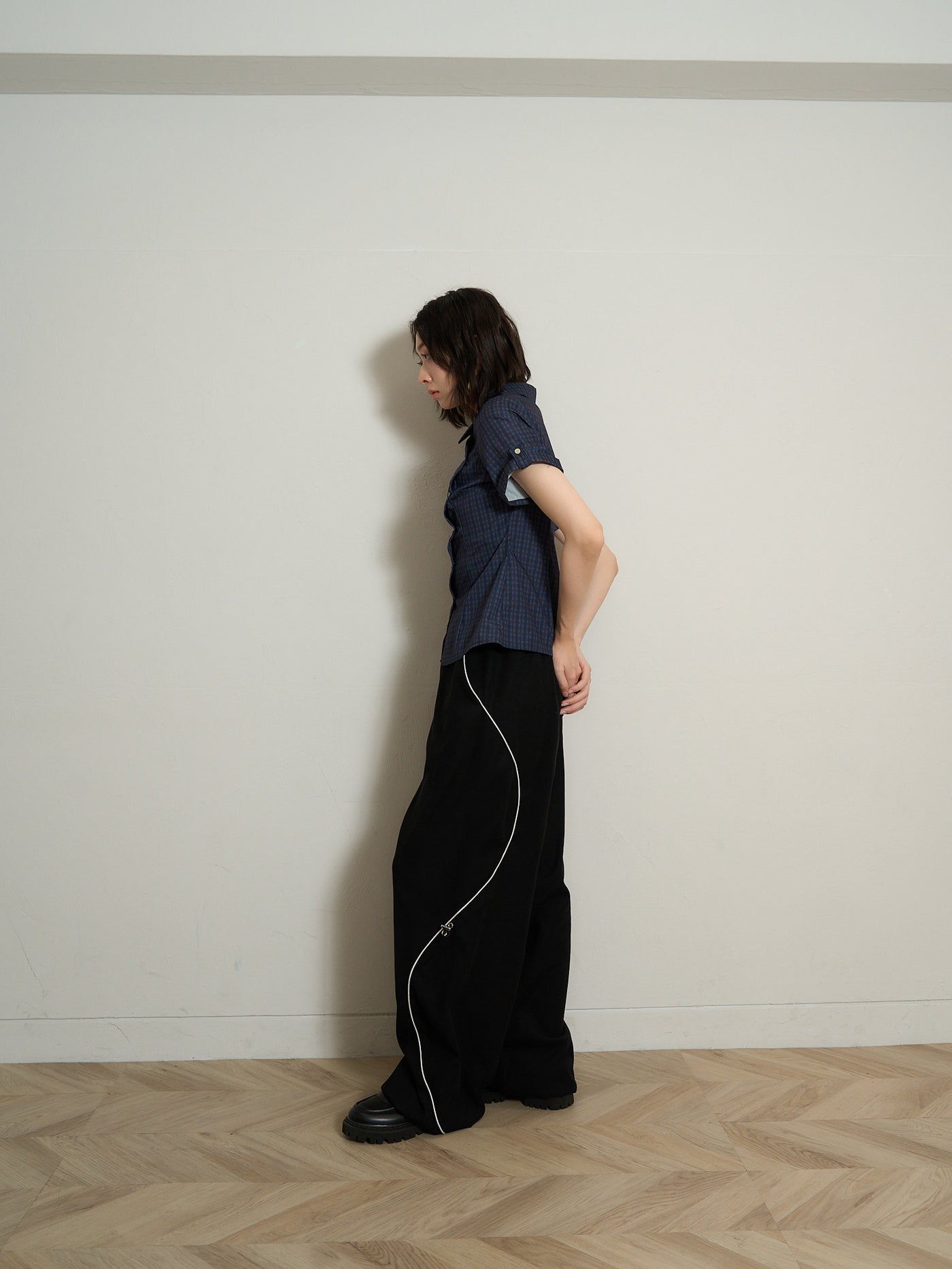 stitch line wide pants