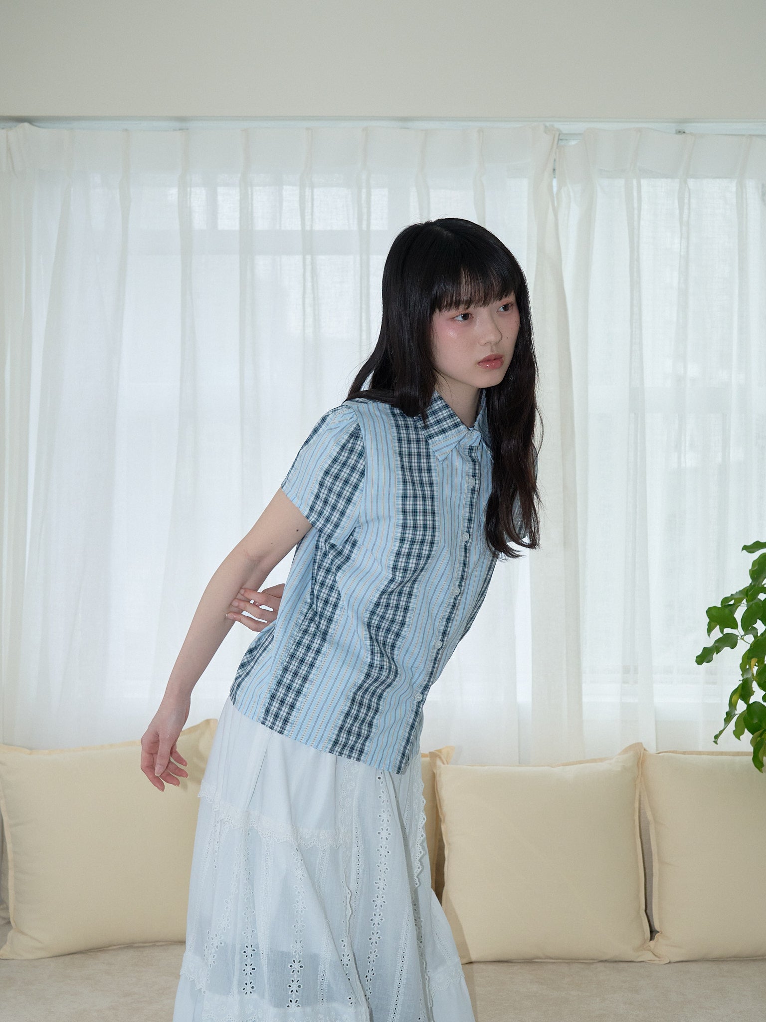ストライプ チェックシャツ｜大人カジュアル レディース Uenui