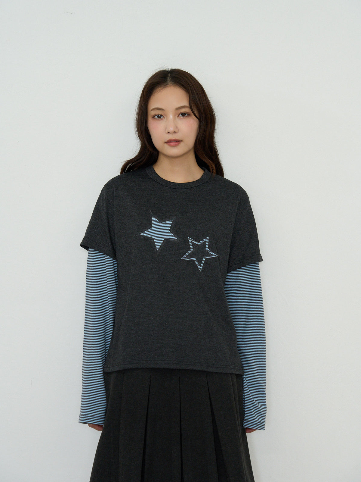 star border layered long sleeve tee