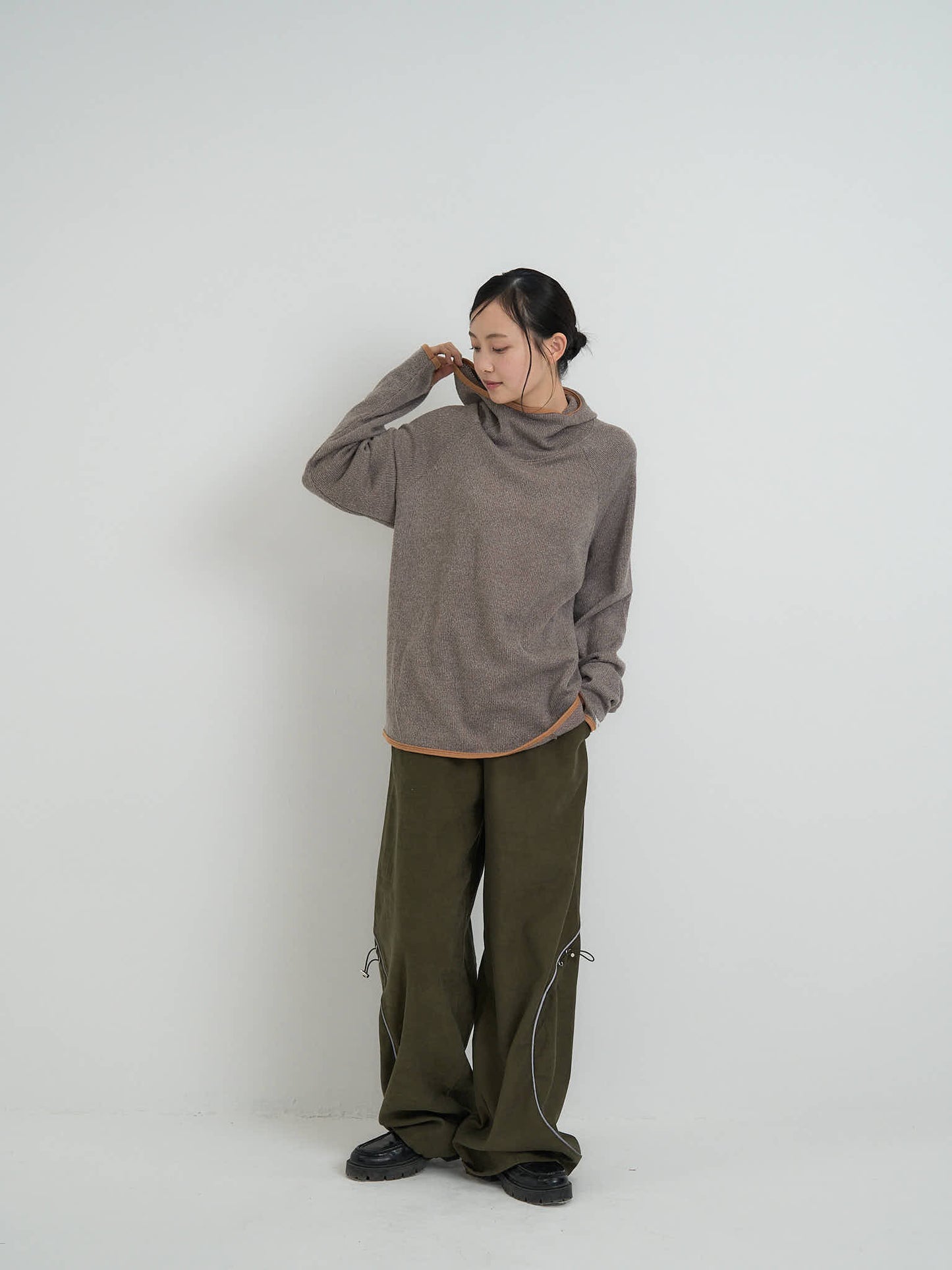 contrast trim ribbed foodie