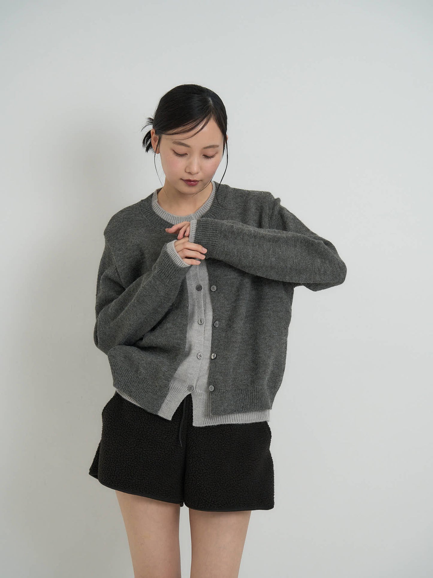 layered knit cardigan