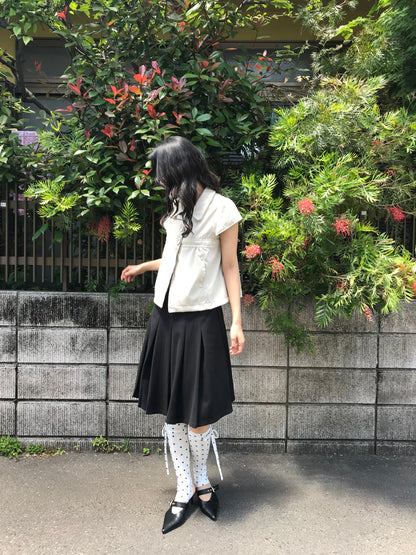 polka dot lace-up leg warmers