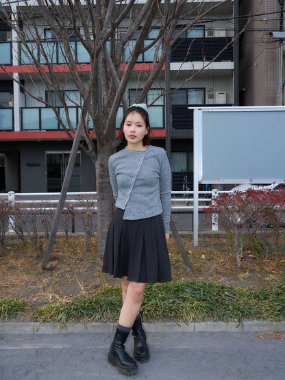 asymmetric button rib cardigan