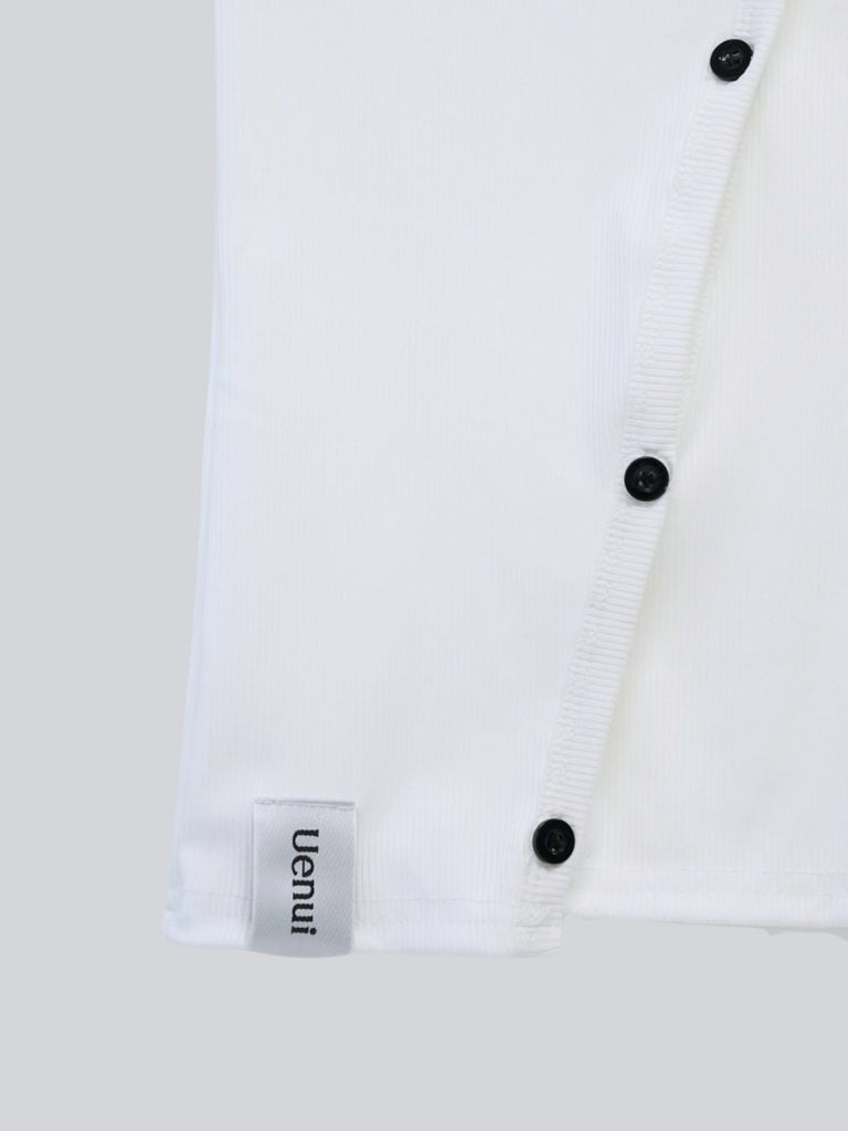 asymmetric button rib tank top