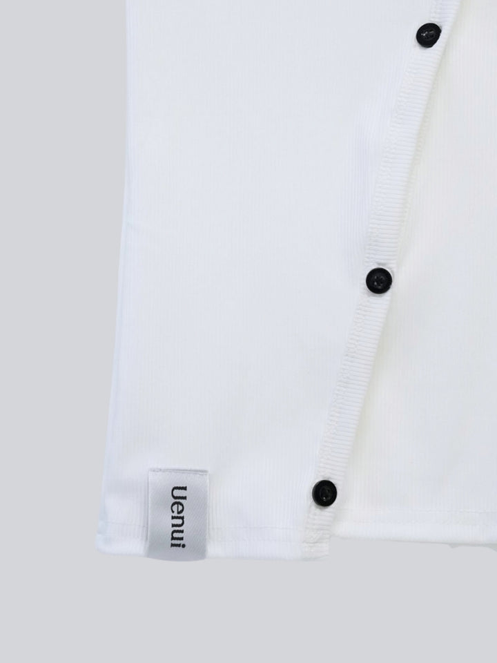 asymmetric button rib tank top