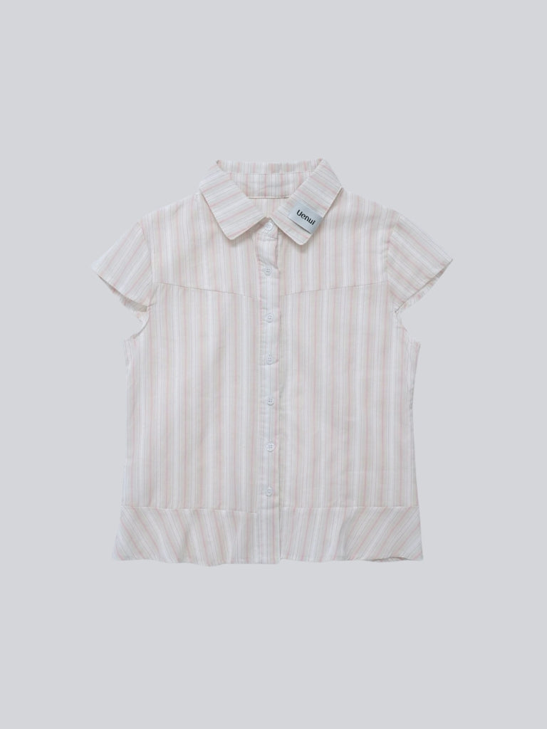 puff sleeve stripe peplum blouse