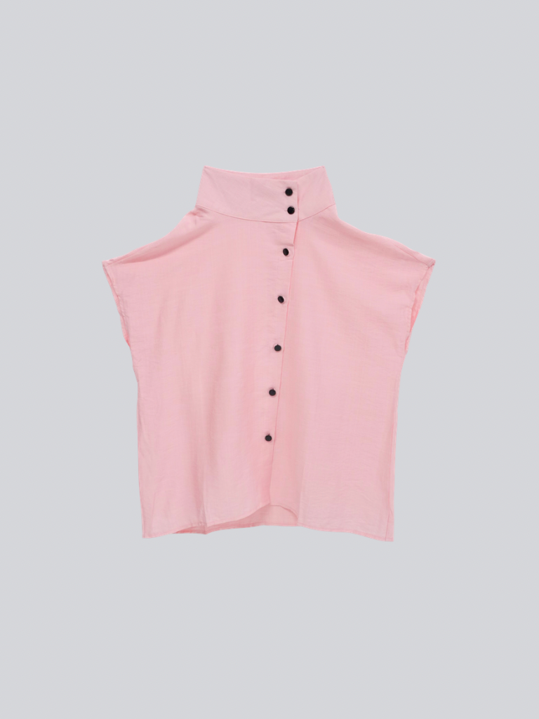 cotton linen stand collar shirt