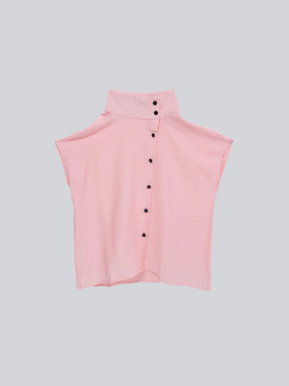 cotton linen stand collar shirt