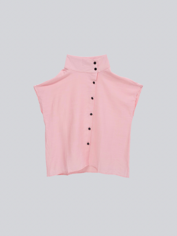 cotton linen stand collar shirt