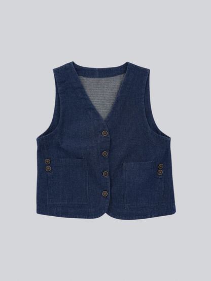 denim button casual vest