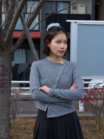asymmetric button rib cardigan
