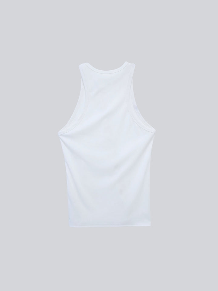 asymmetric button rib tank top