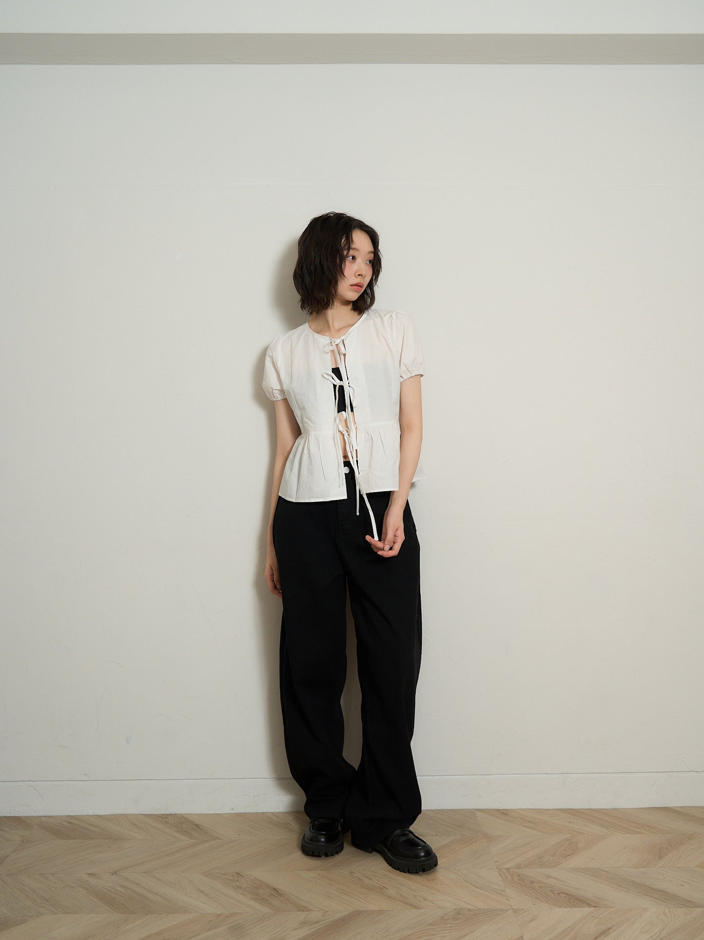 ribbon flare blouse