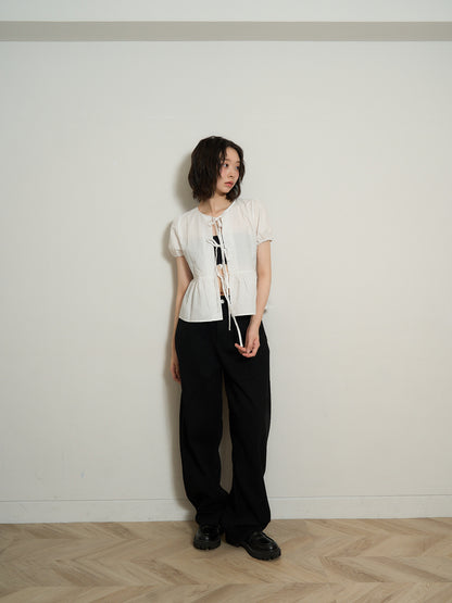 ribbon flare blouse