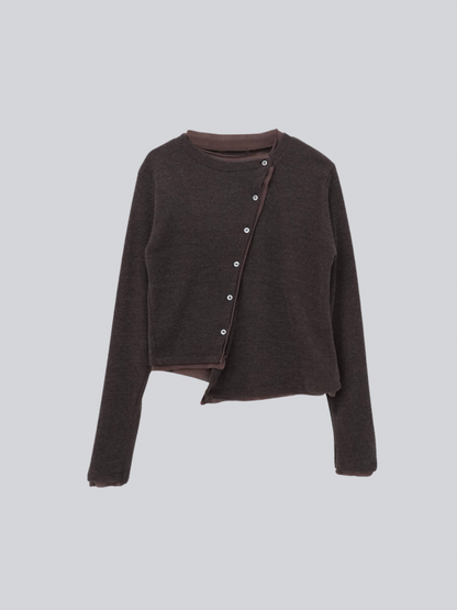asymmetric button rib cardigan