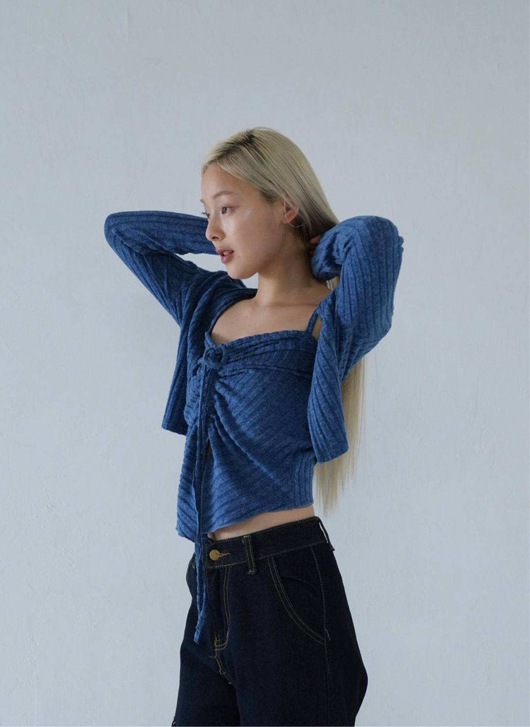 【 10月上旬発送予定 】ribbed ruched cami & cardigan set