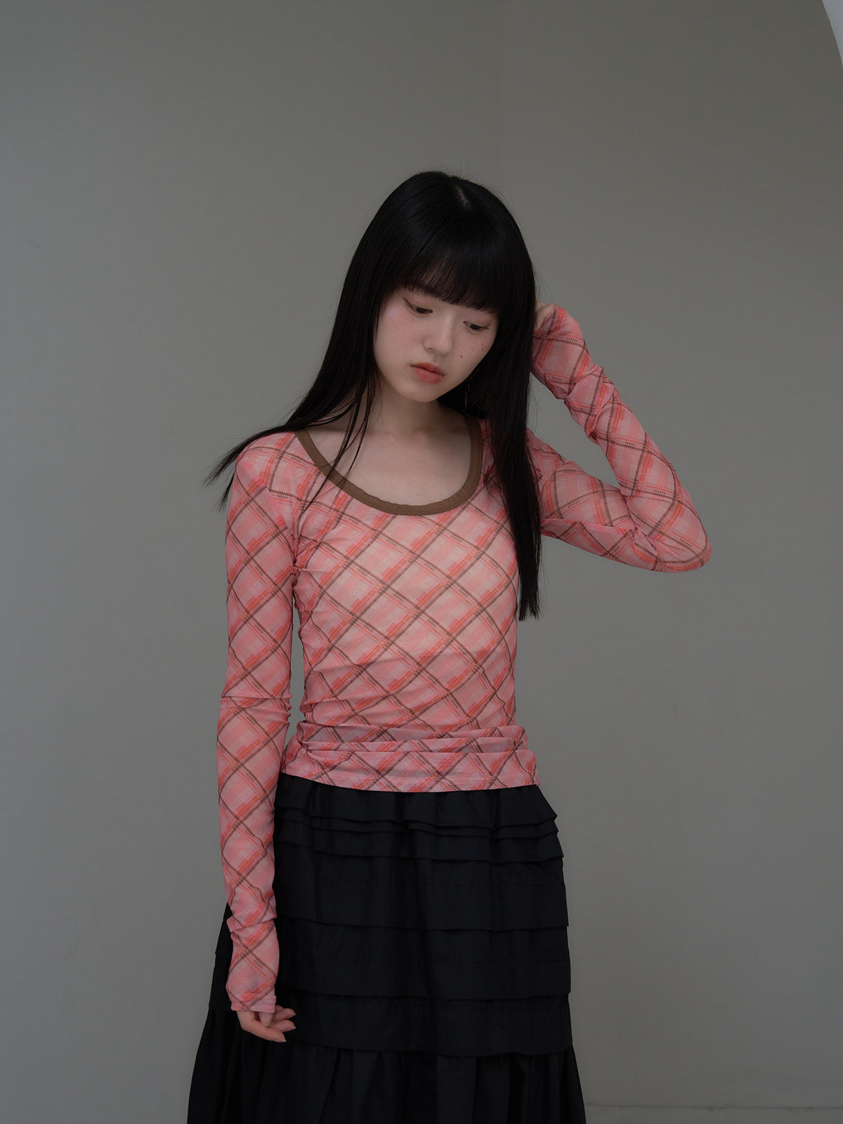 check slim long sleeve tee
