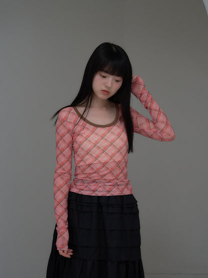 check slim long sleeve tee
