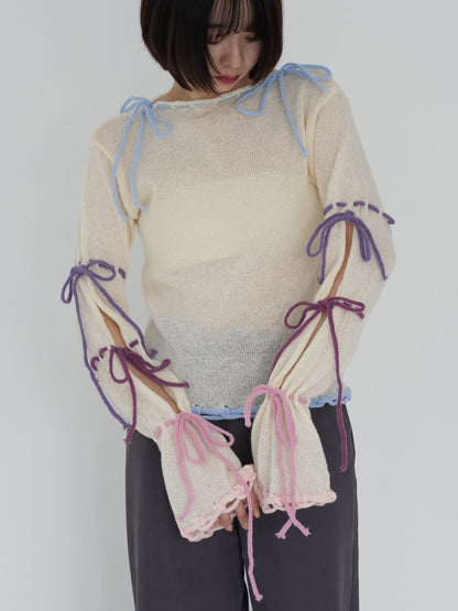 ribbon detail knit top