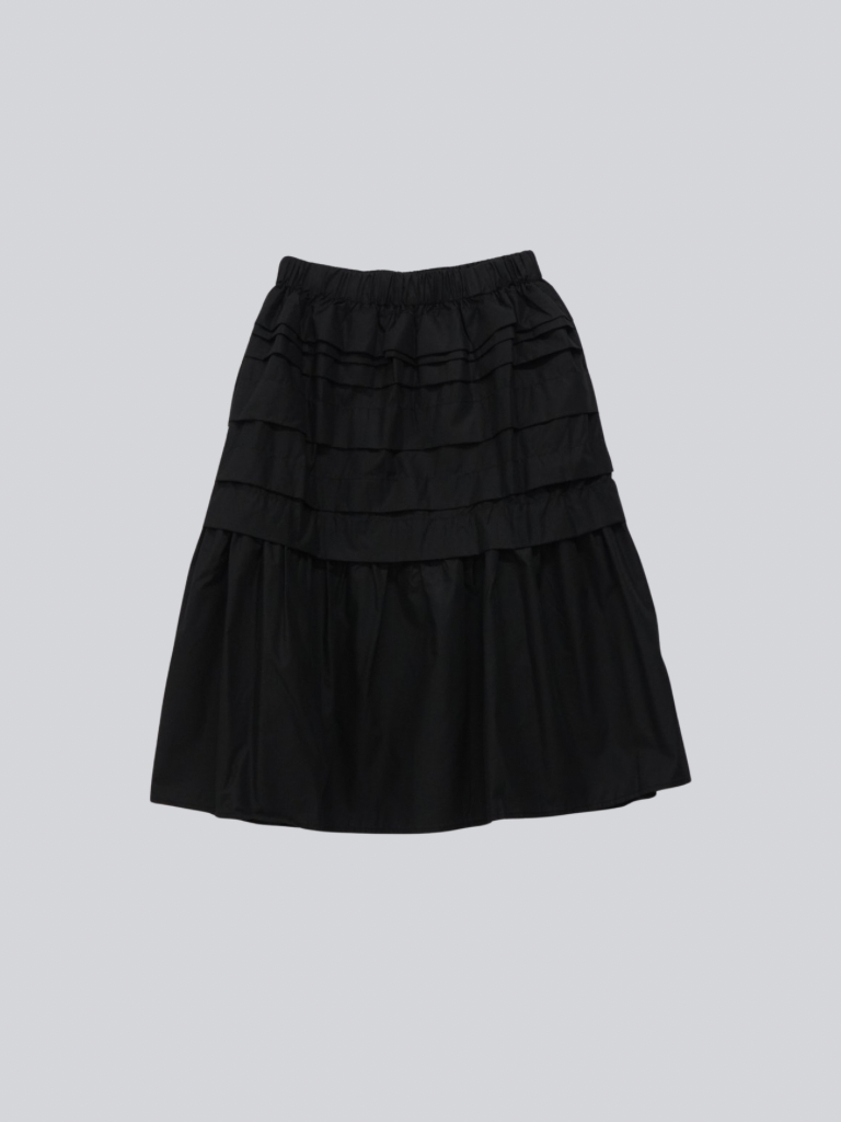 tiered pleated midi skirt