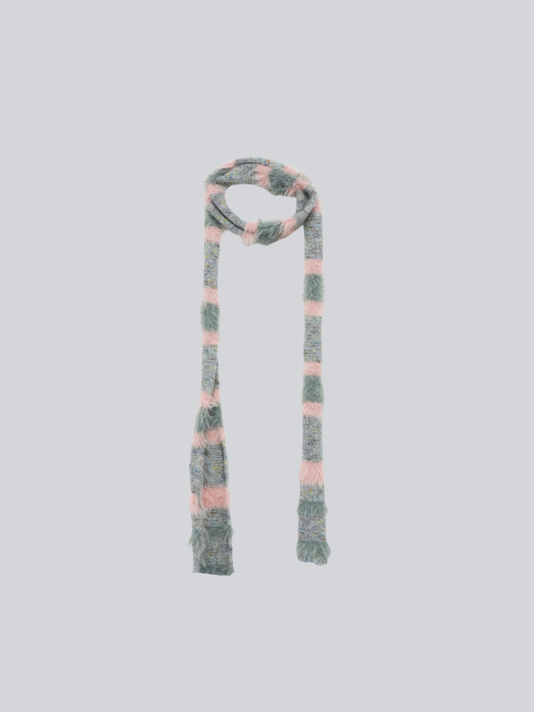 furry stripe knit muffler