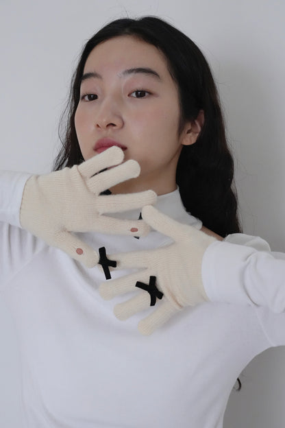 ribbon knit gloves
