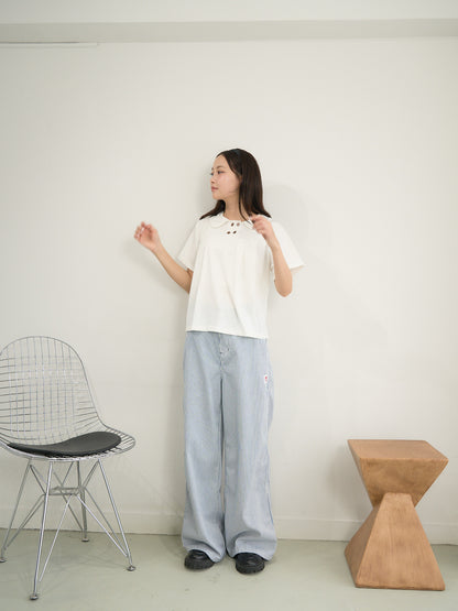 stripe wide loose pants