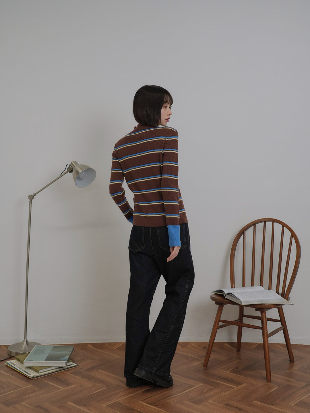 border rib knit  top