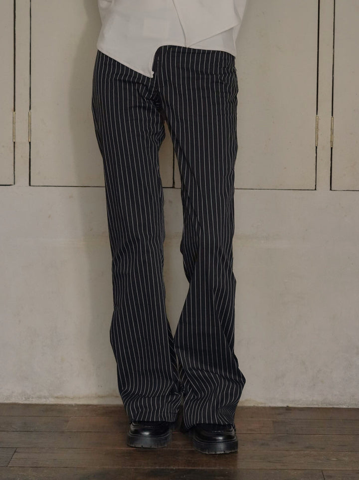 low rise pinstripe flare pants
