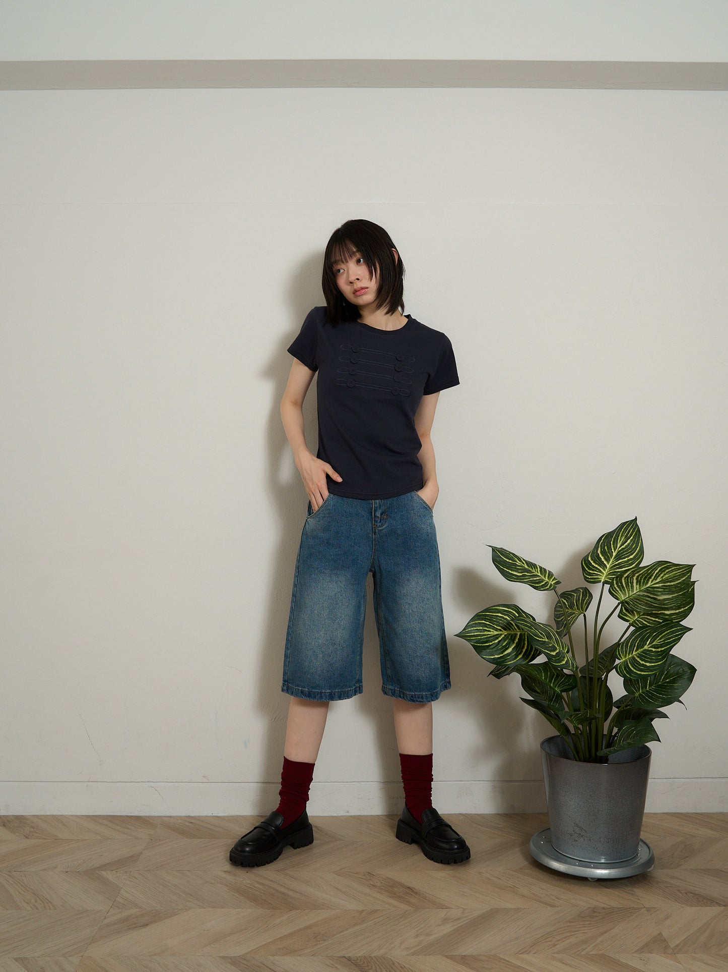 denim bermuda pants