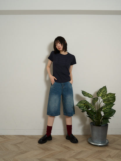 denim bermuda pants