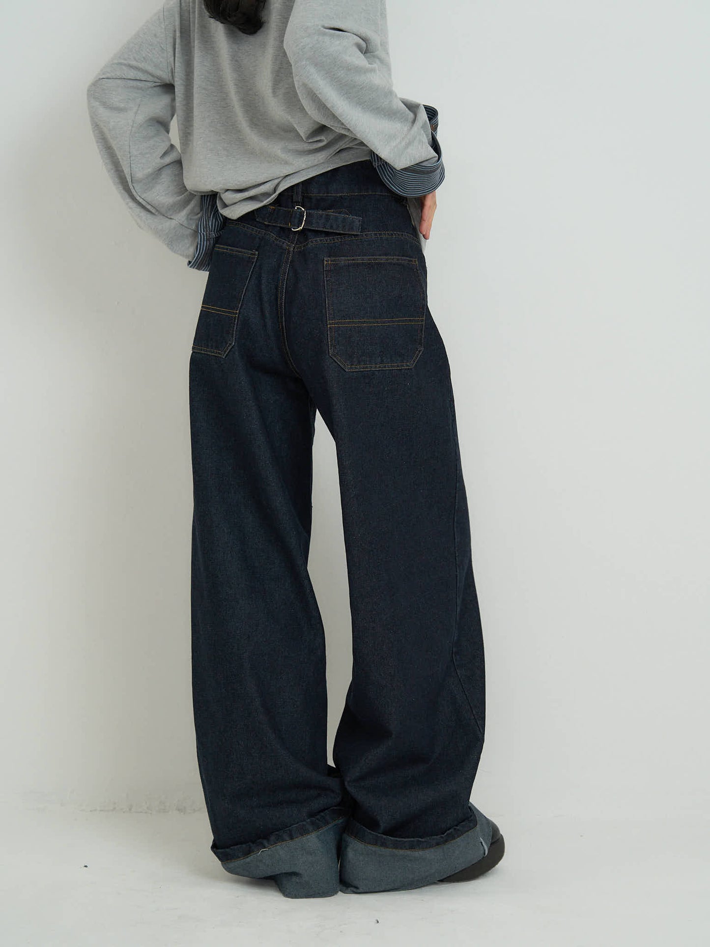 wide leg denim pants