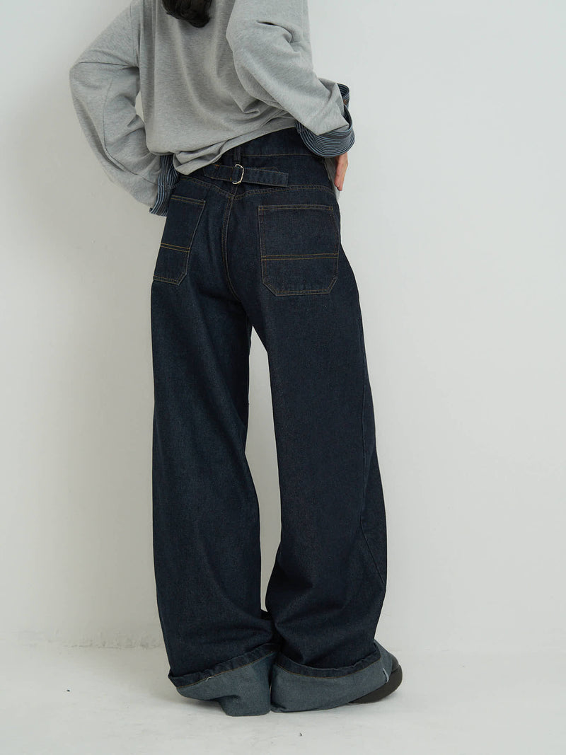 wide leg denim pants