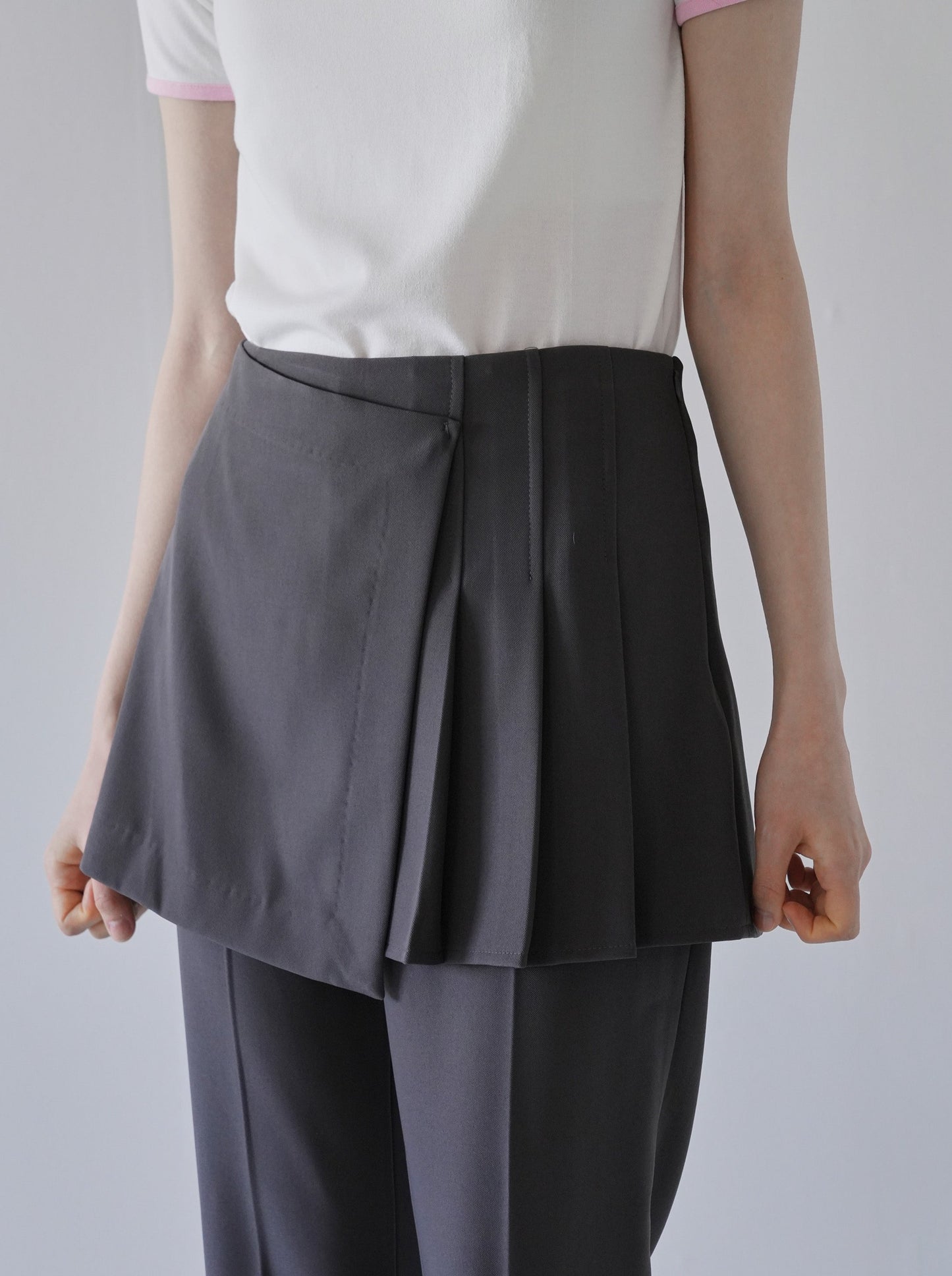 layered skirt and pants
