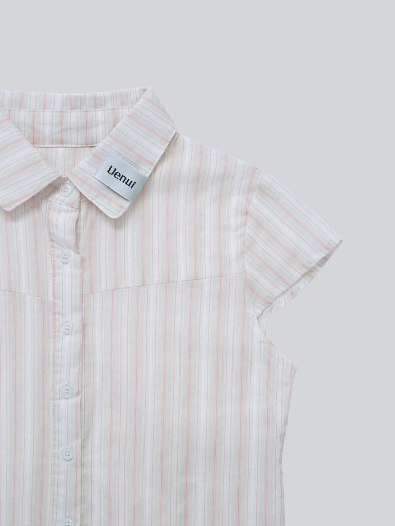 puff sleeve stripe peplum blouse