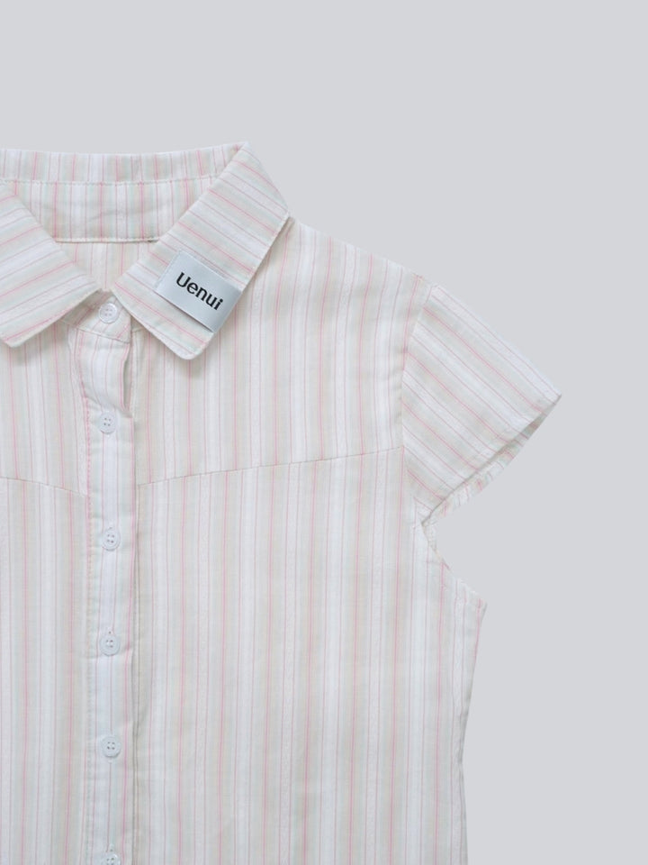 puff sleeve stripe peplum blouse