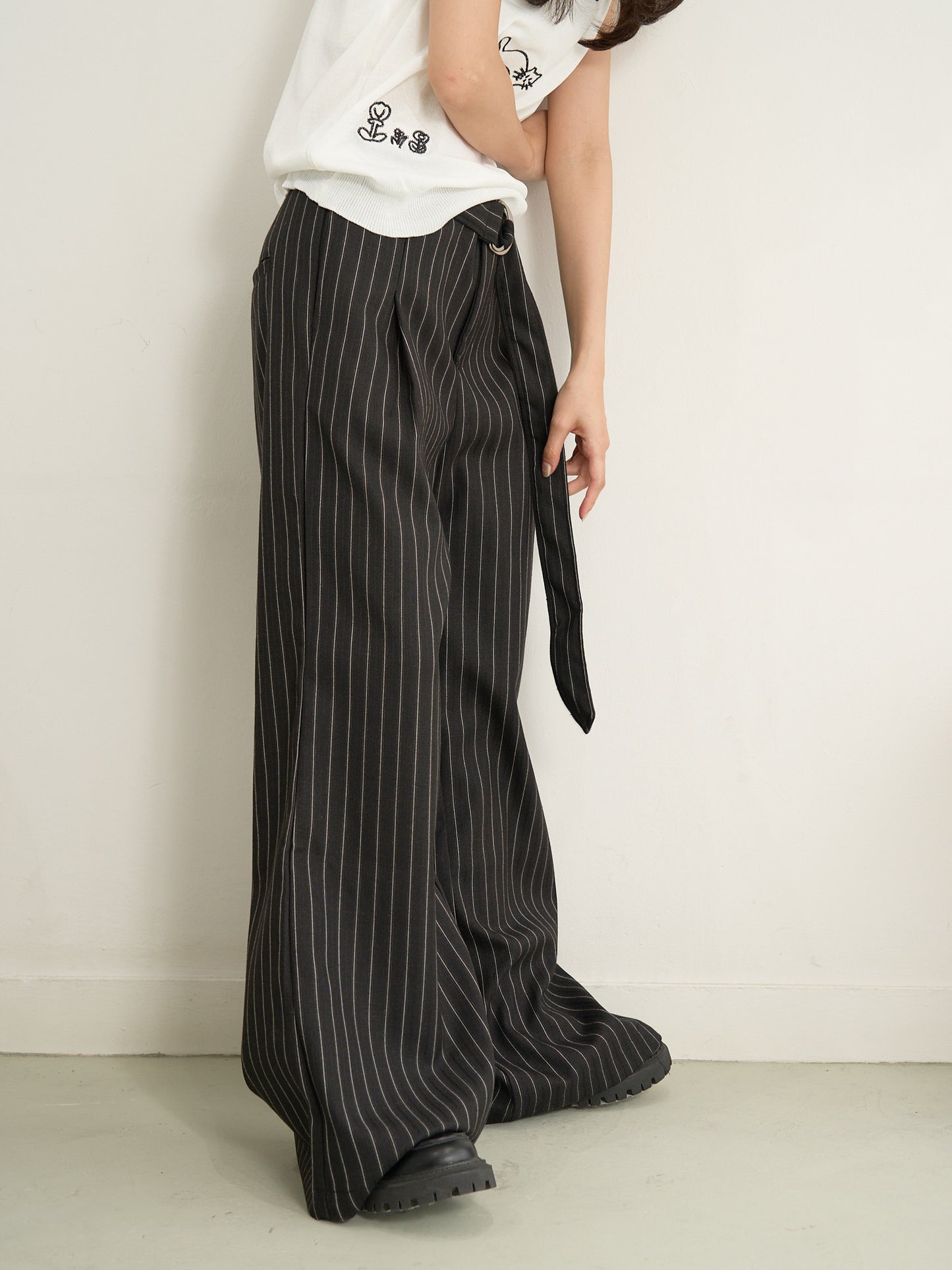stripe wide pants