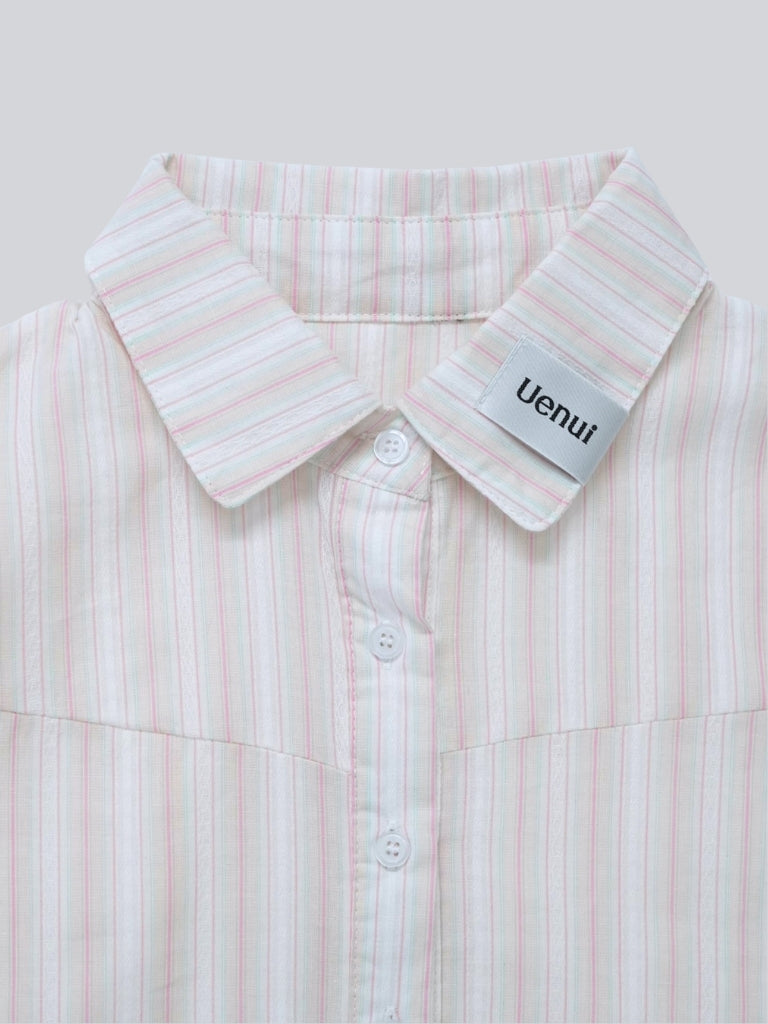 puff sleeve stripe peplum blouse