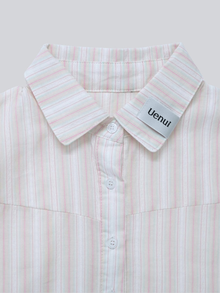 puff sleeve stripe peplum blouse