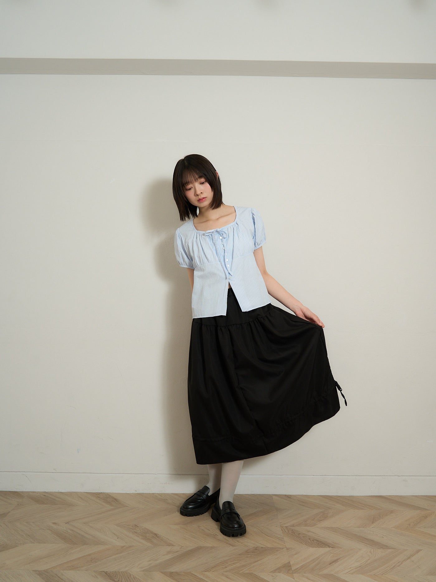 stripe ribbon blouse