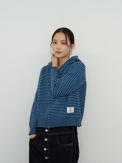 border knit zip hoodie