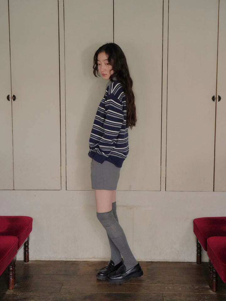 retro stripe collar knit