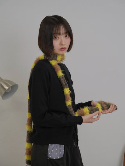 furry stripe knit muffler