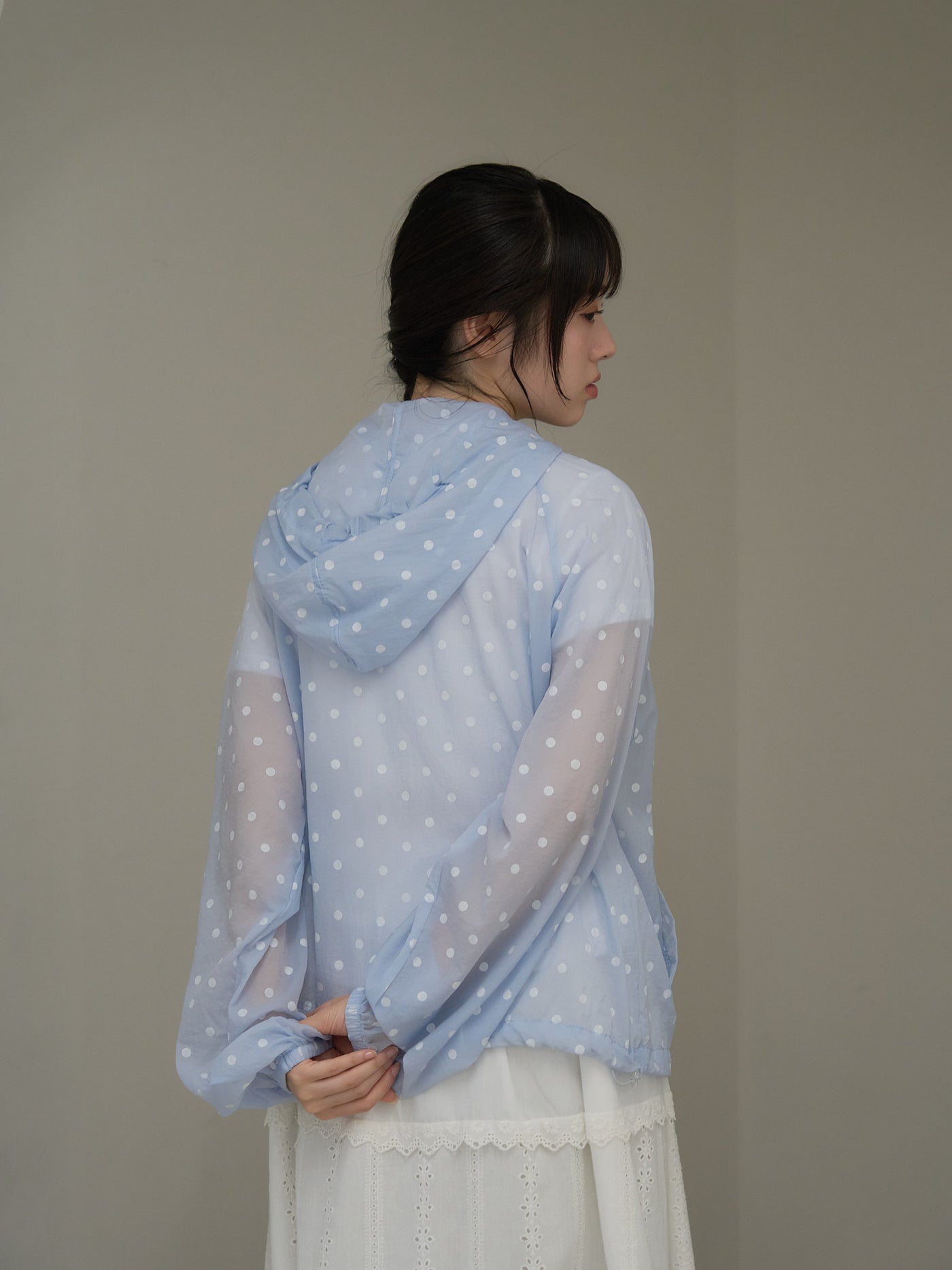 dot sheer hoodie