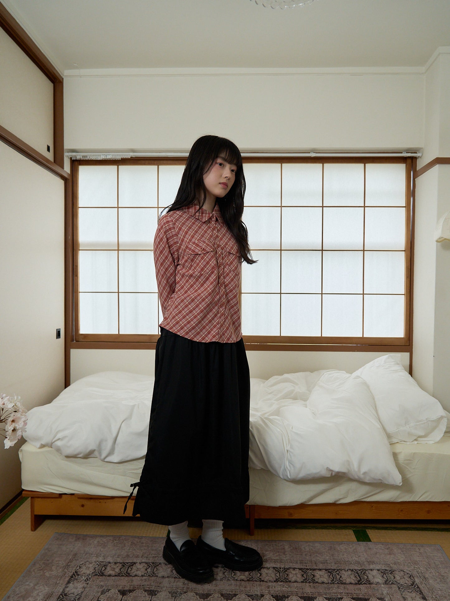 soft plaid cropped shirt