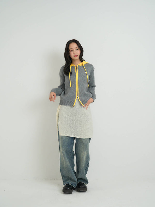 ダブルジップ ニットパーカー 大人カジュアル レディース Uenui