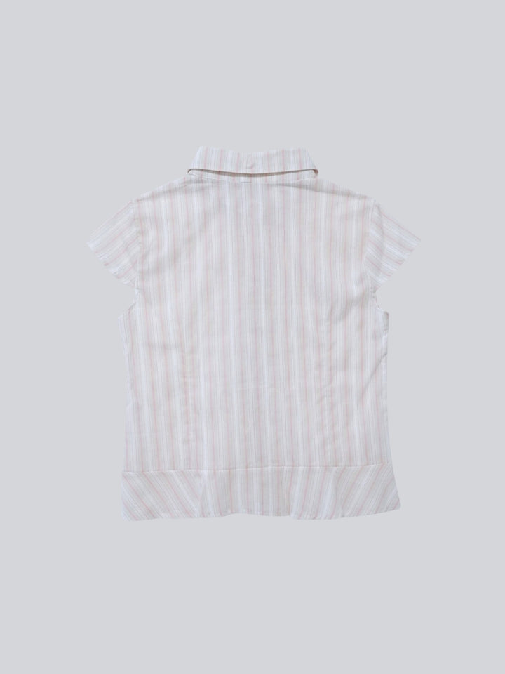 puff sleeve stripe peplum blouse